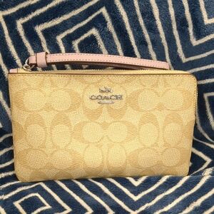 Coach Beige And Purple Wristlet